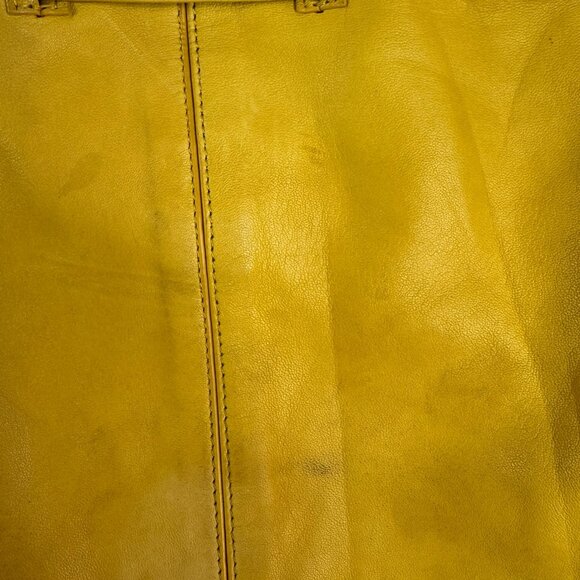 Kooba Vintage Mustard Yellow Leather Tote Bag with Bow Detail & Gold Hardware - Picture 5 of 14